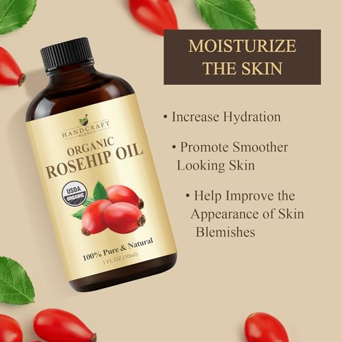 Handcraft Blends Organic Rosehip Oil - 4 Fl Oz - Pure and Natural for Face, Skin and Hair L39918