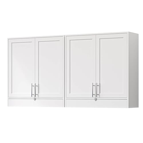 Wall Storage Cabinet with Two Shaker Doors and Shelf, Grey, 24"W, 2 Pcs N34755