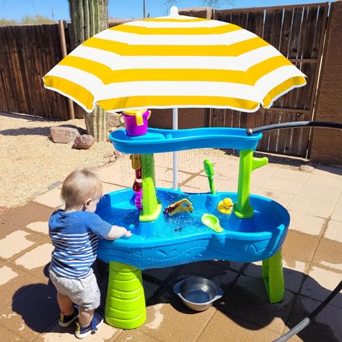 Kids Water Table Cover Outdoor Play Heavy-Duty 600D Waterproof Blue Q47935