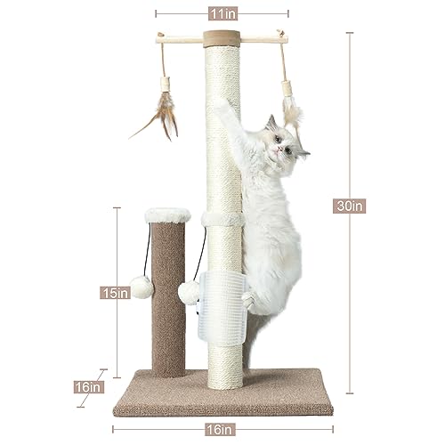 Cat Scratching Post Sisal Vertical Scratcher for Indoor Cats, 26 Inches Beige E240