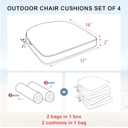 Favoyard Outdoor Chair Cushions 19"x19"x2" Set of 4 Waterproof U573530