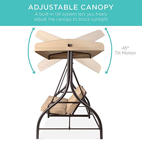 Best Choice Products 3-Seat Outdoor Canopy Swing Glider with Adjustable Shade, Midnight Green A10932