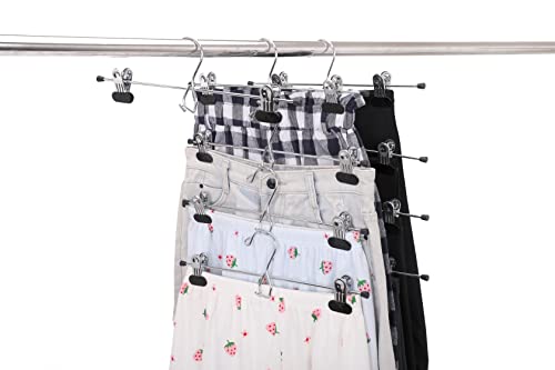 6 Pack Heavy Duty Metal Pants Hangers with Adjustable Clips, Chrome Z637372
