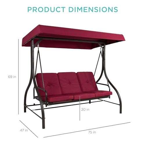 Best Choice Products 3-Seat Outdoor Canopy Swing Glider with Adjustable Shade, Midnight Green A10932