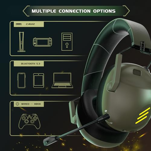 Wireless Gaming Headset with Noise Canceling Mic for PS5, PS4, PC, Switch - Black P129