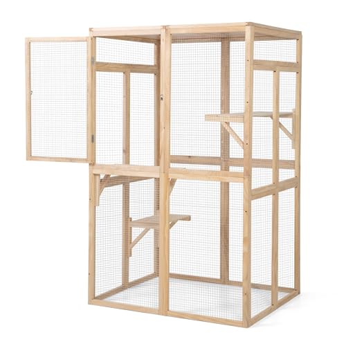 ISDAY Extra Large Wooden Outdoor Cat House with Waterproof Roof and 7 Platforms R874