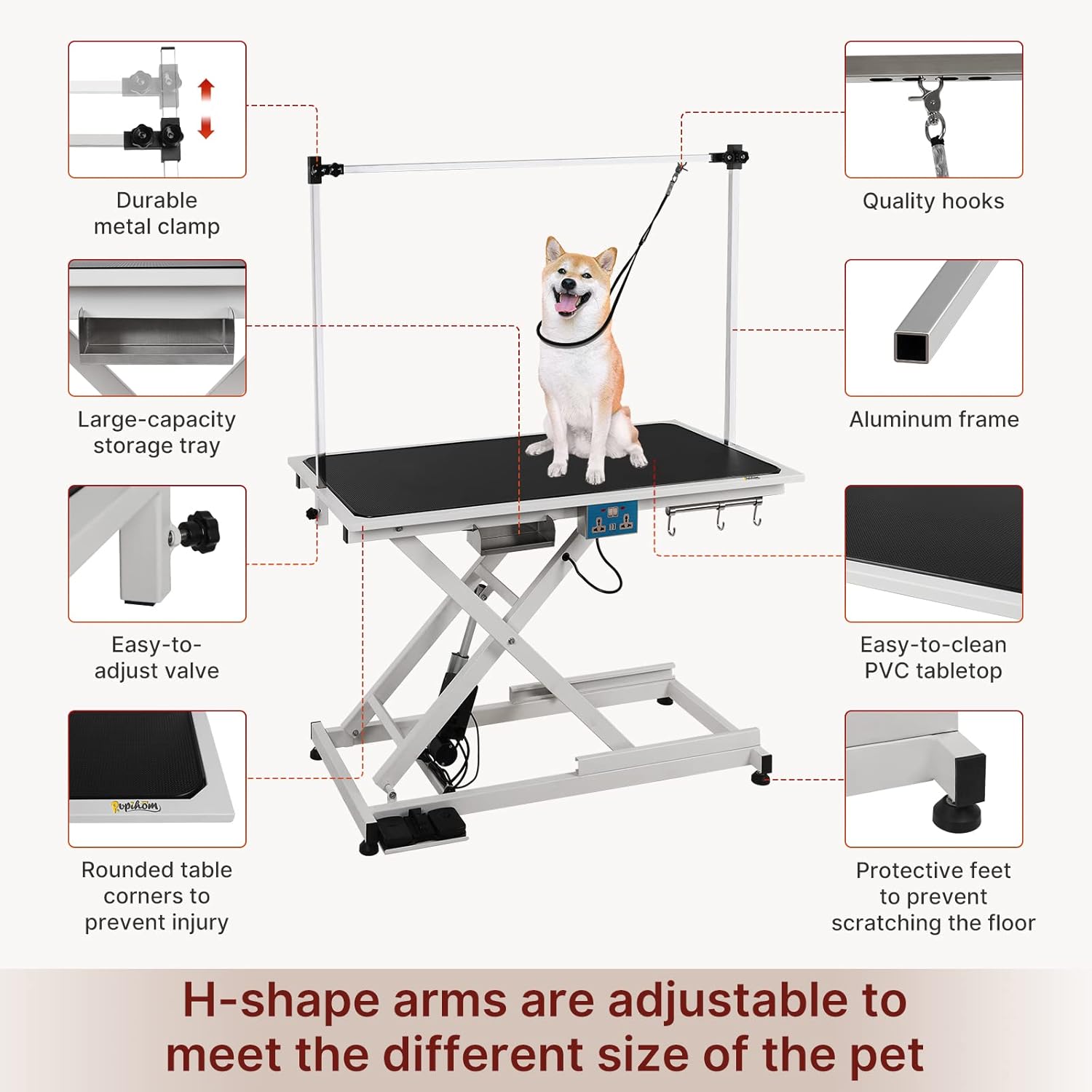 Hydraulic Electric Pet Grooming Table with Adjustable Arms and Nooses S52743