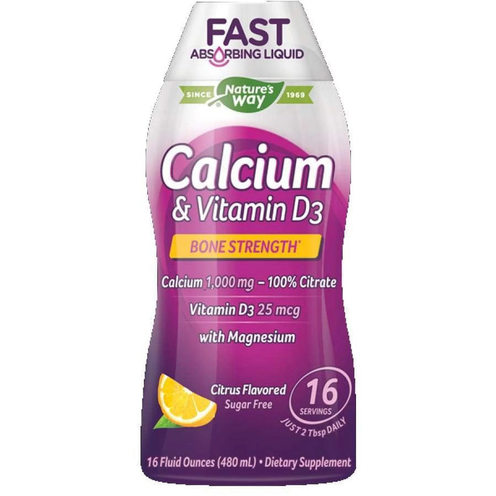 Wellesse Calcium Citrate and Vitamin D3 Liquid by Natures Way, Natural Citrus, 16 Fl. oz, 6-Pack I3327