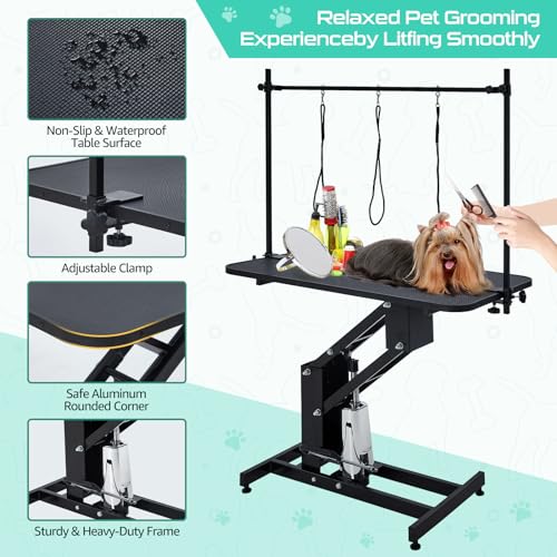Hydraulic Dog Grooming Table for Pet, Heavy Duty, 350Lbs Load, White G6456