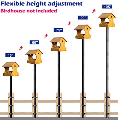 Garbuildman 105 Inch Bird Feeder Pole Kit, Heavy Duty Matte Black, for Deck or Patio N9760