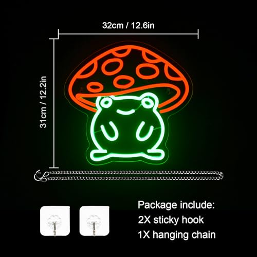 WLHOPE Mushroom Frog Neon Light for Wall Decor LED Sign C930185