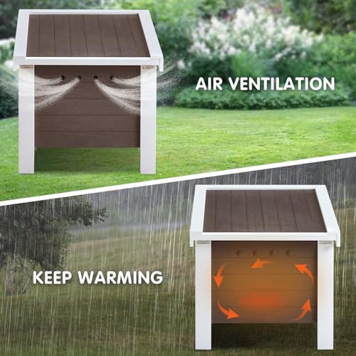 Outdoor Cat House Weatherproof Insulated Rabbit Hutch with Openable Roof R71742