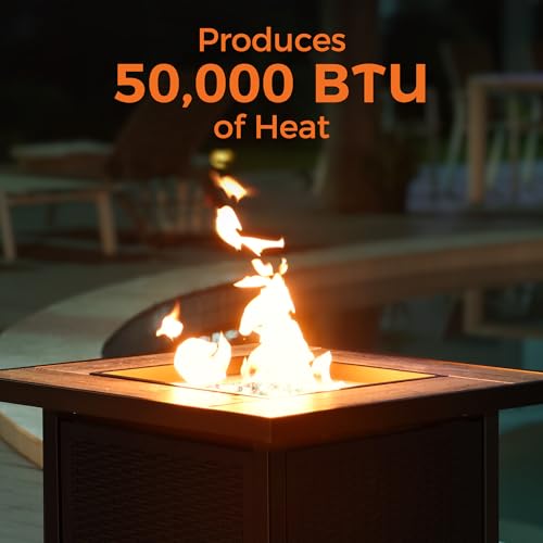 BALI OUTDOORS 50000 BTU Propane Fire Pit Table, 30 in Square Outdoor Firepit U6462