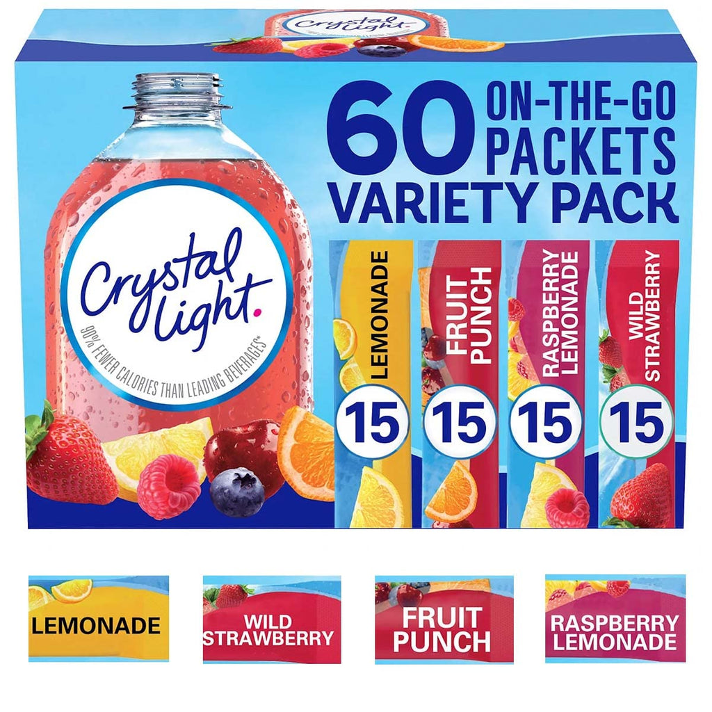 Crystal Light Sugar-Free On-The-Go Drink Mix Variety Pack, 60 Count F820368