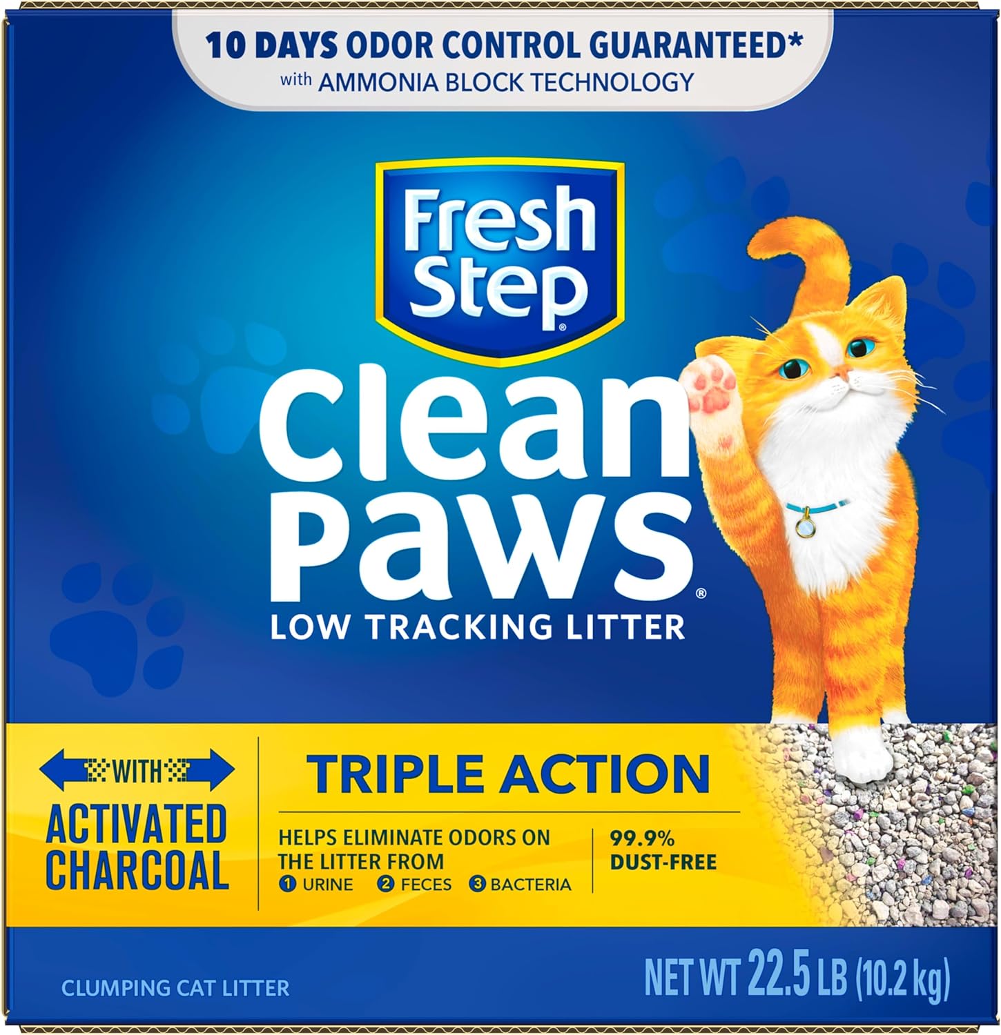 Fresh Step Clean Paws Triple Action Scented Clumping Cat Litter, 22.5 lbs N539