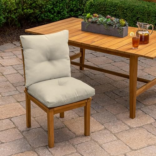 Arden Outdoor Plush Tufted Dining Chair Cushion, 21 x 40, Black Cabana Stripe I23003
