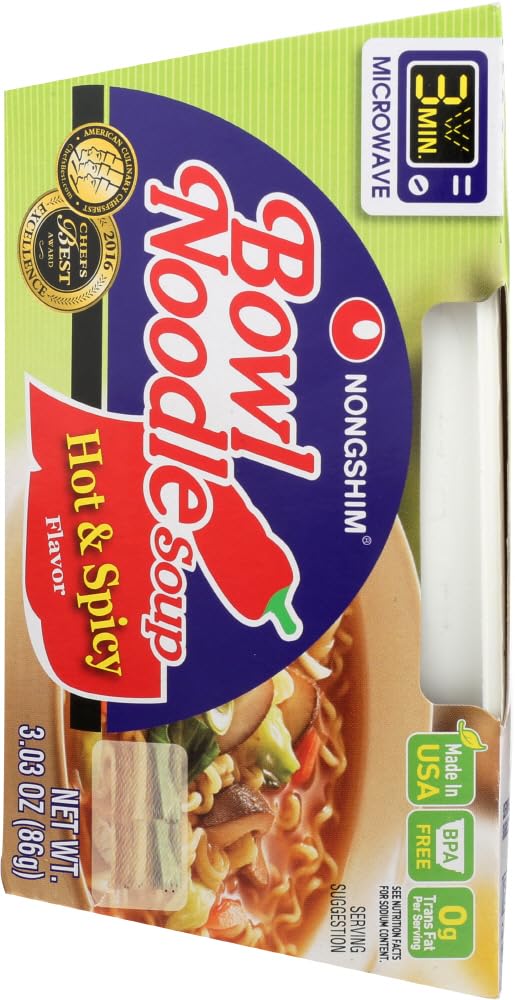 Nongshim Hot & Spicy Flavor Noodle Bowl, 3.03 oz, 2-Pack Q4670