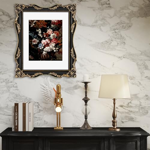 Black Vintage Picture Frame with Mat for 5x7 or 8x10 Photos E9622