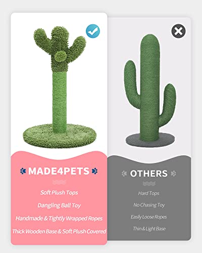 Made4Pets 34" Tall Cat Scratching Post with Sisal Rope and Dangling Ball G490