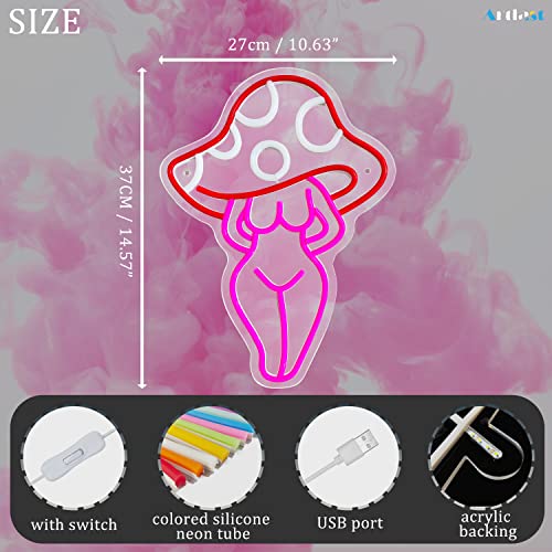 Lady Mushroom Neon Light LED USB Sign for Bedroom Wall Decor K854110