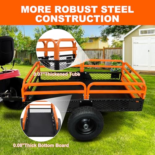 Heavy Duty Steel Dump Cart 1500 Lbs Utility Garden Trailer with Removable Sides P523