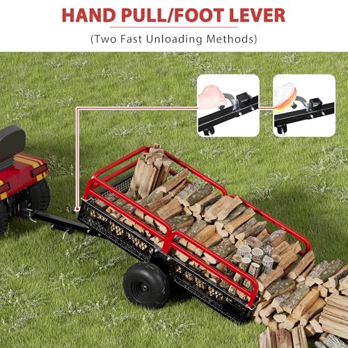 ATV Trailer Steel Dump Cart, Heavy Duty 1500lbs Utility Trailer with Removable Sides N365