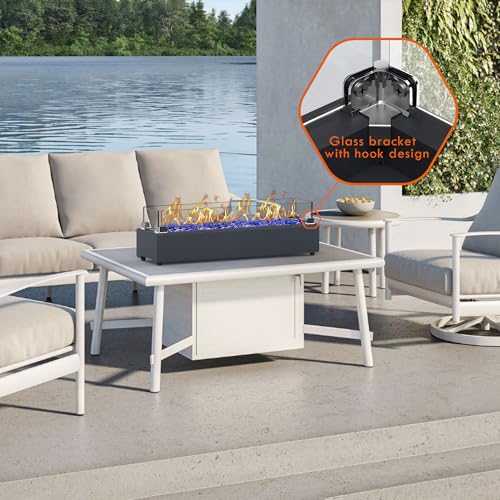 28-inch Table Top Propane Fire Pit with Wind Glass Shield, Black X28414