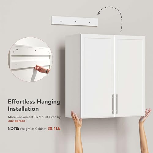 FIMELLO 30" White Wall Cabinet with Adjustable Shelf W977
