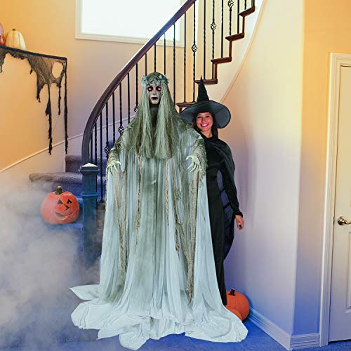 Fun Express Standing Ghost Girl Halloween Decoration - 5ft 7in Light Up Ghost with Flashing Red Eyes A5554