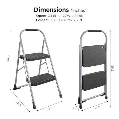 COSCO 2-Step Steel Step Stool, Gray Q61005