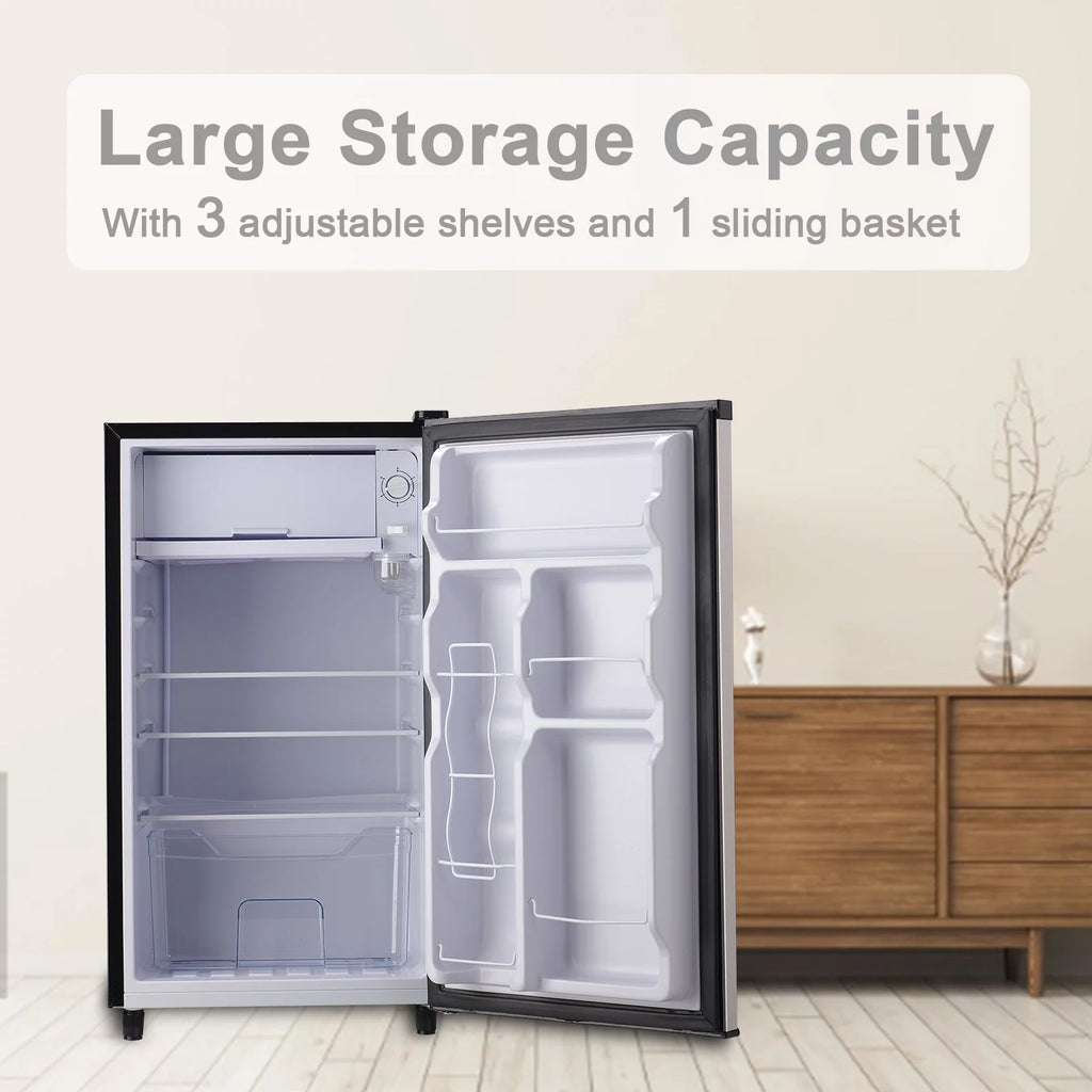 WANAI Mini Refrigerator 3.2 Cu.Ft Single Door, Black E553