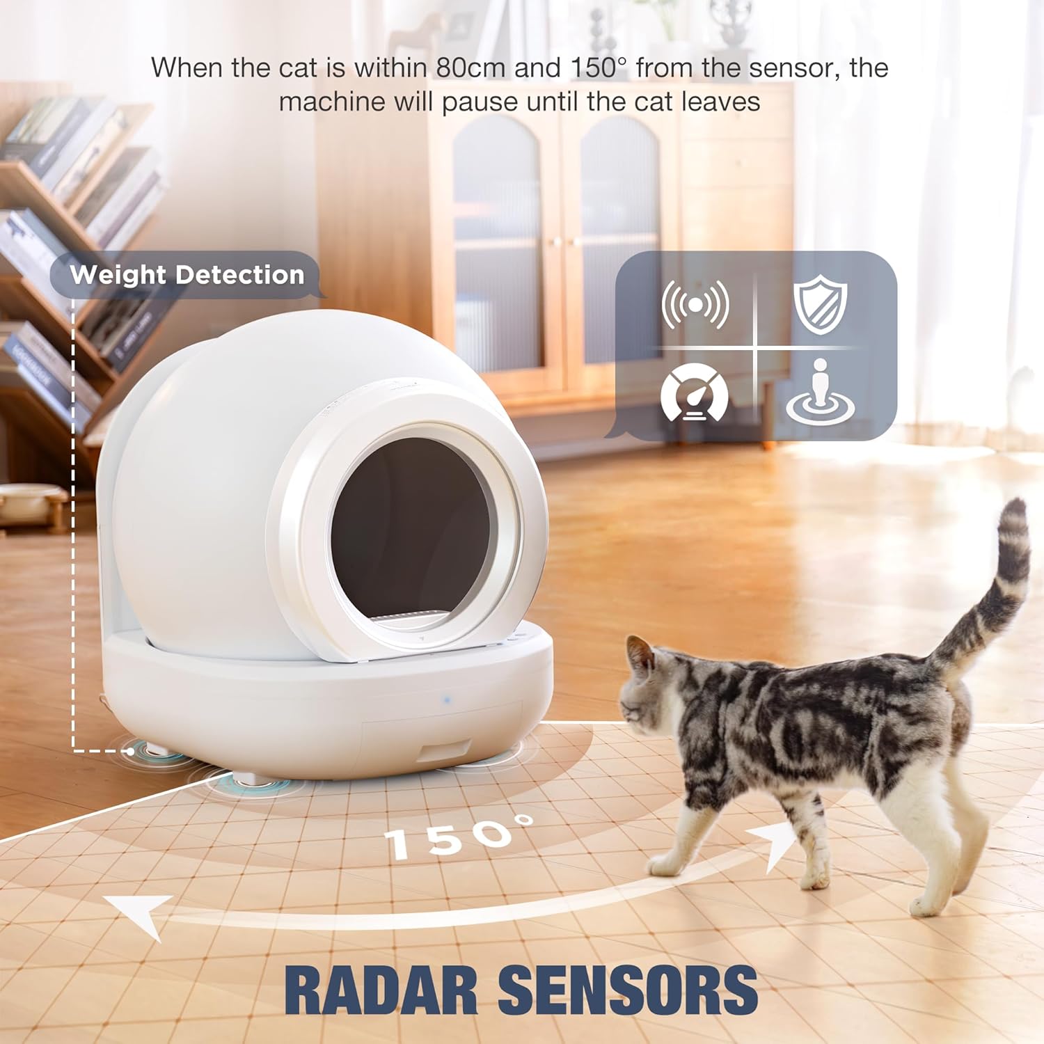 Self Cleaning Litter Box, Automatic for Multi Cats, APP Control, Pure White Z999061