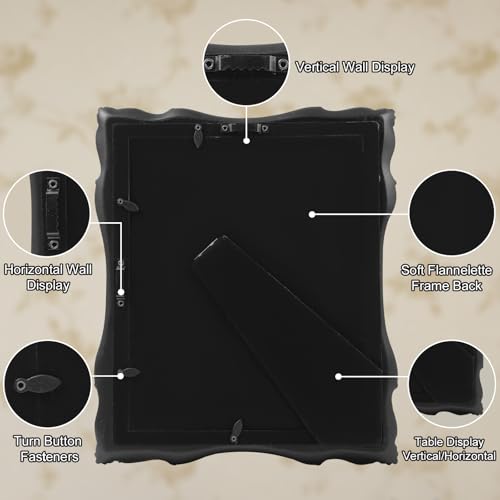 Black Vintage Picture Frame with Mat for 5x7 or 8x10 Photos E9622