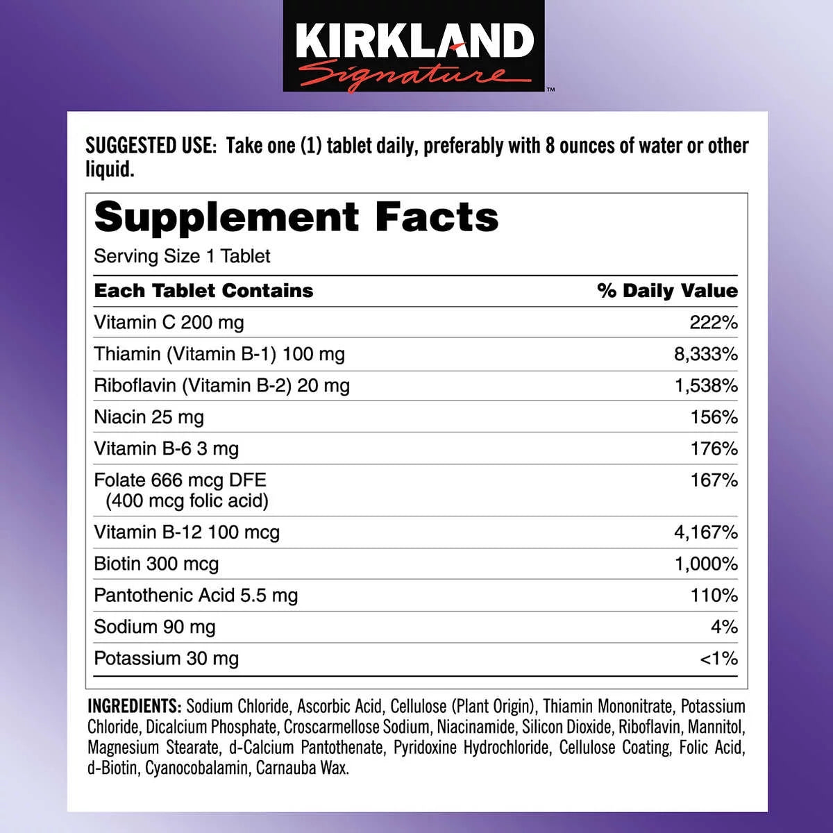 KS Super B-Complex with Electrolytes, 500 Tablets L3898