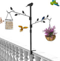 Deck Bird Feeder Pole, Hummingbird Feeder Hanger for Porch Railing Balcony, with 2 Adjustable Branches, Rail Pole Hook for Outdoors Hanging Bird Feeder, Plants, Suet Baskets, Wind Chimes Etc