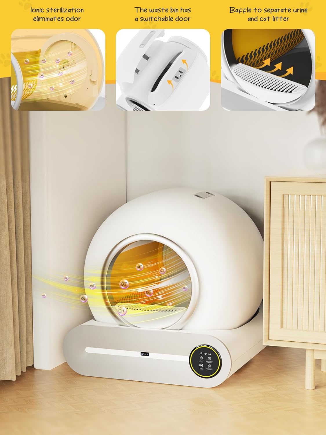 MESILIVO Smart Self-Cleaning Litter Box for Multiple Cats, White T3114