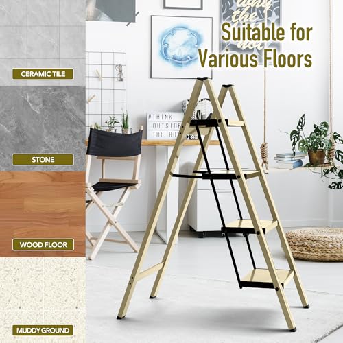 2 Step Lightweight Aluminum Folding Ladder with Anti-Slip Pedals, 330 lbs Capacity D5199