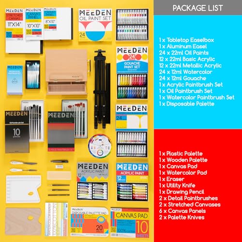 MEEDEN Painting Set with Easels and Paints: 151pcs Art Supplies for Artists R6987