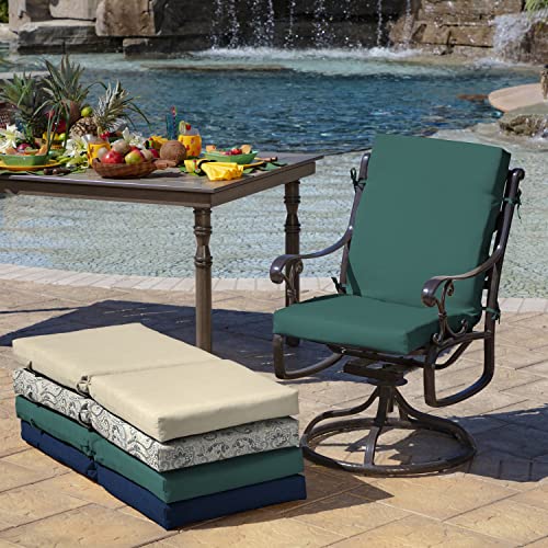 Arden Outdoor Dining Chair Cushion, 20 x 20, Rain-Proof, Peacock Blue Green Texture J4105