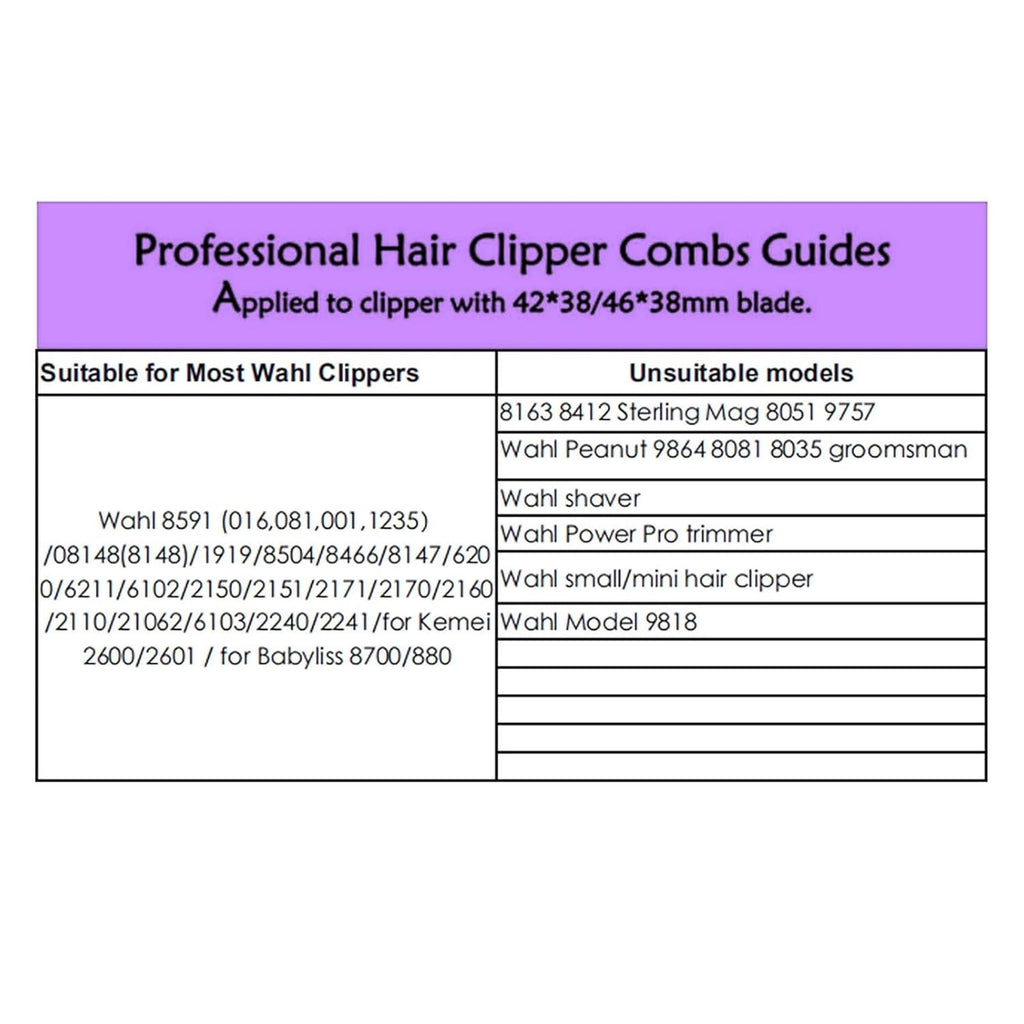 Hair Clipper Guards for Wahl Clippers 1/8" to 1" T4789