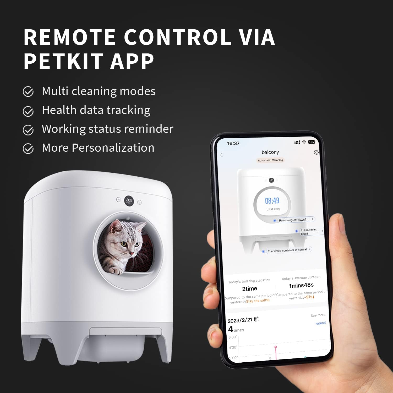 PETKIT PuraX Self-Cleaning Litter Box with Odor Removal and APP Control F10221