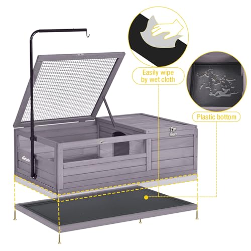 Aivituvin Wooden Tortoise House Large Habitat Cage, Indoor Outdoor Reptile Enclosure A7014