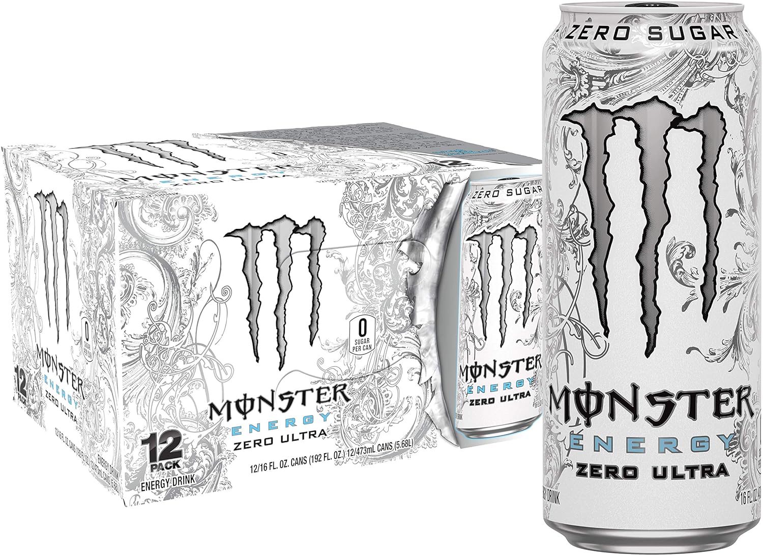 Monster Energy Zero Ultra, 16 Fl Oz Cans, 12 Pack