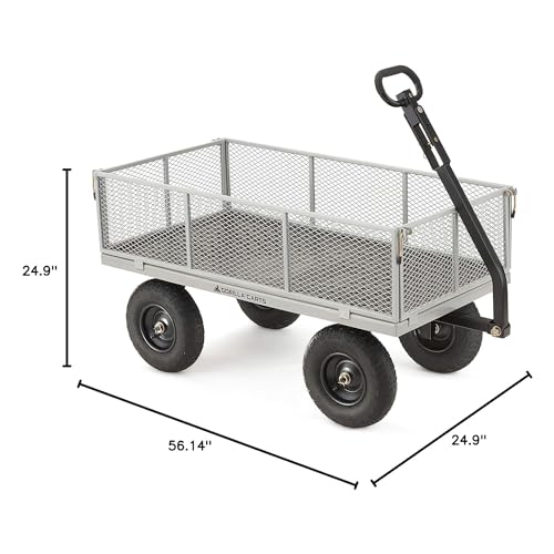 Gorilla Carts Steel Utility Wagon with Removable Side Panels, 1000 lb Capacity, Gray U674568