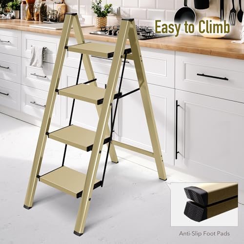 2 Step Lightweight Aluminum Folding Ladder with Anti-Slip Pedals, 330 lbs Capacity D5199