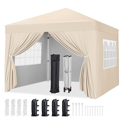 Yaheetech 10x10 Pop Up Canopy with 4 Removable Sidewalls, White F109731