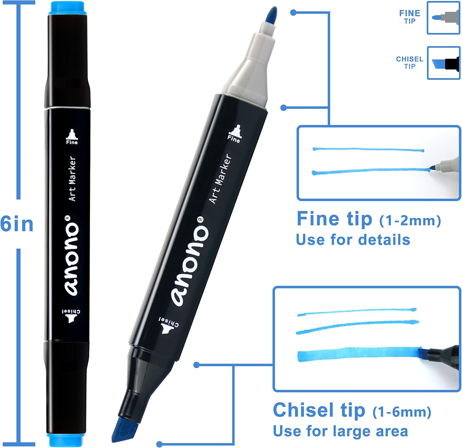 anono Alcohol Markers, 80 Colors Dual Tip Art Markers for Coloring I503