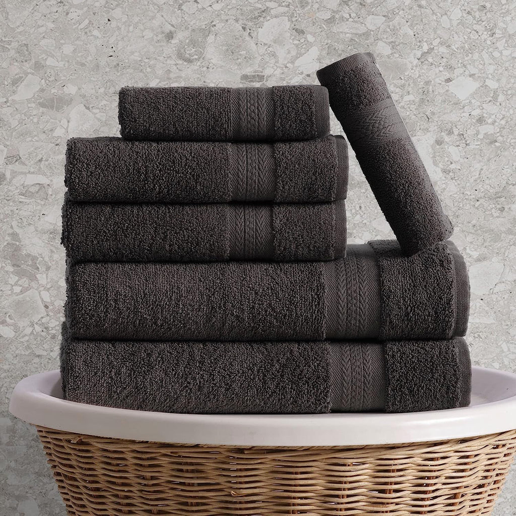 Regal Ruby 6 Piece Towel Set, 100% Turkish Cotton, Grey T140966