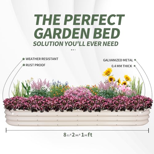 1MORE Galvanized Raised Garden Bed 4x2x1.4ft Metal Planter Box Outdoor D509