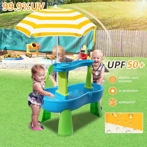 Kids Water Table Cover Outdoor Play Heavy-Duty 600D Waterproof Blue Q47935